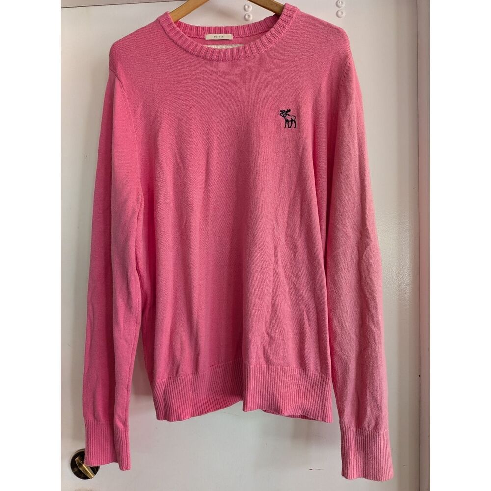 Abercrombie & Fitch Hot Pink Logo Crewneck Sweater 90's Y2K Academia Country Clu